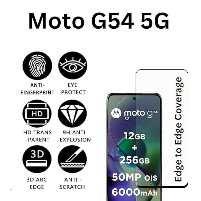 Edge to Edge Tempered Glass for Moto G54 5G