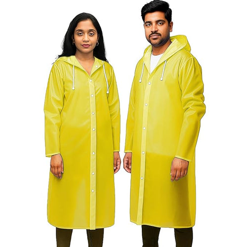EVA Poncho Rain coat for Men & Women, Lightweight Waterproof Raincoat with Hood, Adjustable Drawstring & Snap Button Closure, Outdoor Rainwear (FREE SIZE)