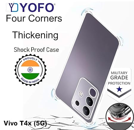 YOFO Transparent Back Cover for Vivo T4x (5G) / IQOO Z10x (5G)