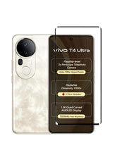 YOFO Premium HD+ Full Glue Tempered Glass For Vivo T4 Ultra Full Glue Curved Glass 100% Fingerprint Working with self installation kit (NON UV GLASS)