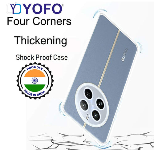 YOFO Back Cover for Realme 12 Plus (5G) (Flexible|Silicone|Transparent|Full Camera Protection|Anti Dust Plug)