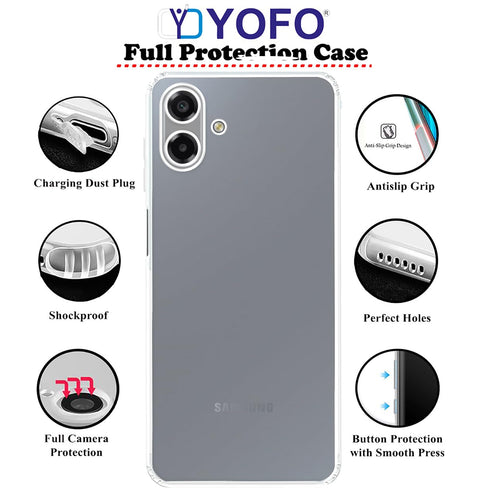 YOFO Silicon Back Cover Case for Samsung Galaxy A07 (Transparent) Camera Protection with Dust Plug