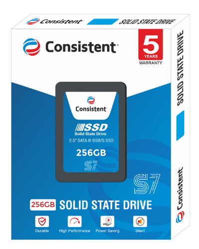 Consistent SSD 256GB 2.5 Inch SATA Internal SSD - Read: 550MB/s & Write: 500MB/s