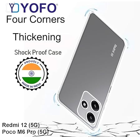 YOFO Silicon Back Cover Case for Redmi 12 (5G) / Poco M6 Pro (5G)