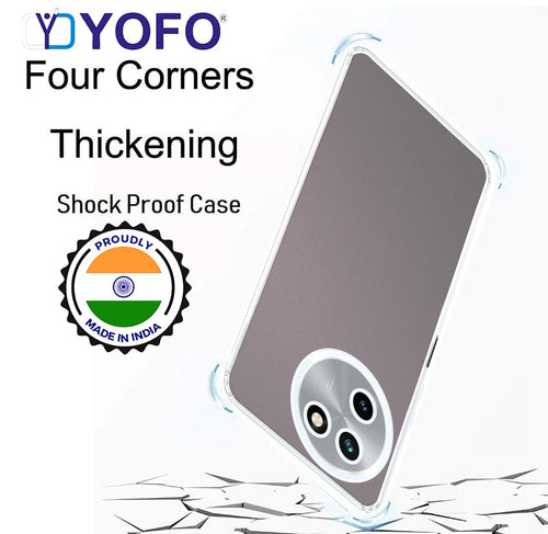 YOFO Back Cover for Vivo T3x (5G) (Flexible|Silicone|Transparent|Full Camera Protection|Anti Dust Plug)