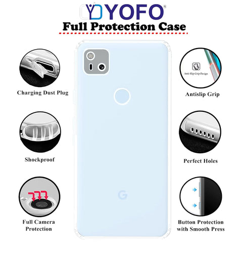 YOFO Back Cover for Google Pixel 4A (SlimFlexible|Silicone|Transparent|Camera Protection|DustPlug)