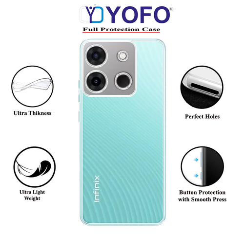 YOFO Back Cover for Infinix Smart 7 (2.0 MM |Flexible|Silicone|Transparent|Full Camera Protection)