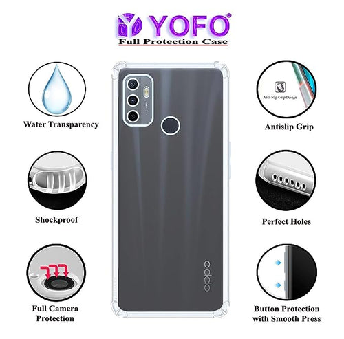 YOFO Back Cover for Oppo A53 (2020) / A33 / A53s / A32 (Flexible|Shockproof|Silicone|Transparent|Camera Protection)…