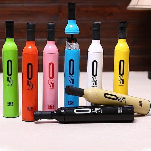 DECO UMBRELLA Folding Portable Umbrella with Bottle Cover for UV Protection & Rain Umbrella Mini Travel Pack Of 1