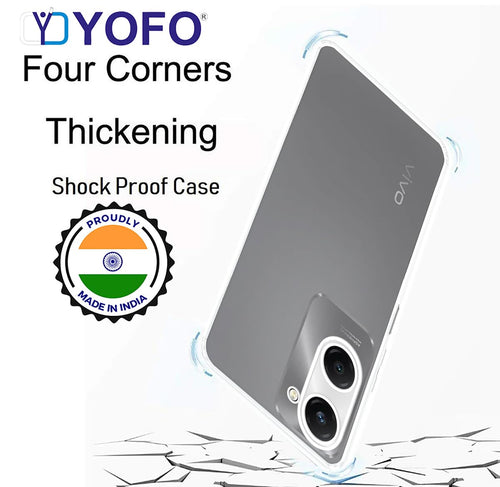 YOFO Back Cover for Vivo T3 Lite (5G) (Flexible|Silicone|Transparent|Full Camera Protection|Dust Plug)