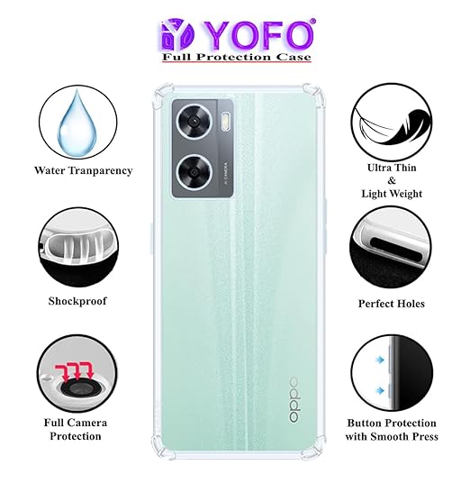 YOFO Back Cover for Oppo A57 (5G) 2022 (Flexible|Shockproof|Silicone|Transparent|Camera Protection)