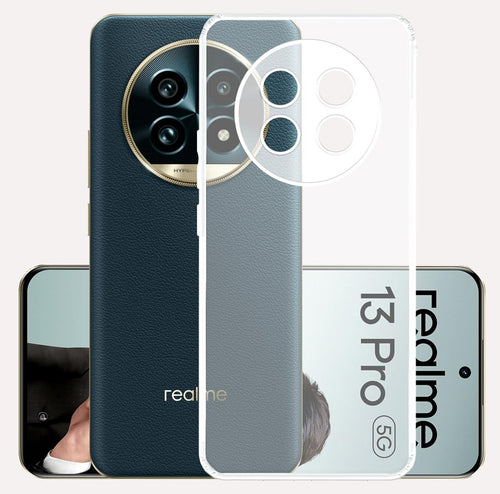 YOFO Back Cover for Realme 13 Pro (5G) (Flexible|Silicone|Transparent|Full Camera Protection|Dust Plug)