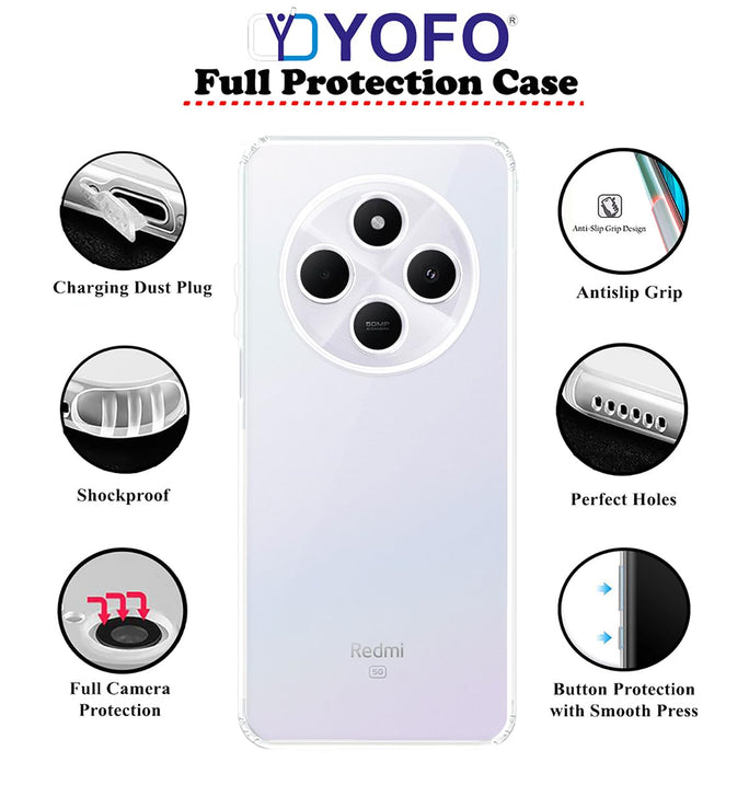 YOFO Transparent Back Cover Case for Mi Redmi A4 / Redmi 14c (5G) / Poco M7 (5G)