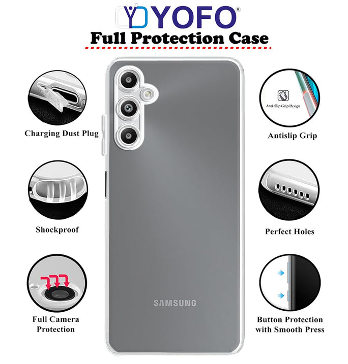 YOFO Back Cover for Samsung Galaxy A05s (Flexible|Silicone|Transparent|Dust Plug|Camera Protection)
