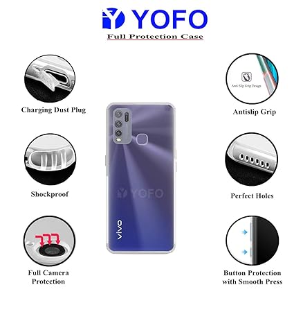 YOFO Silicone Back Cover for Vivo Y50 / Y30