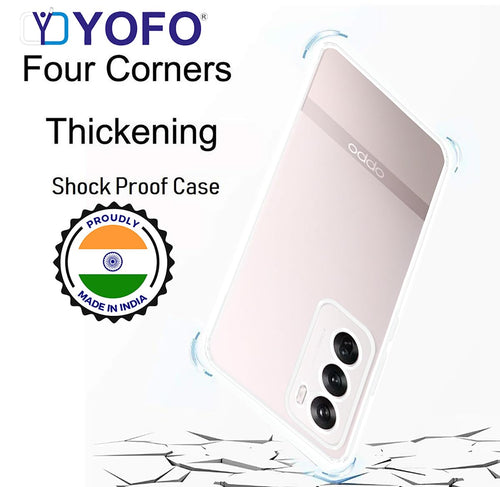 YOFO Back Cover for Oppo Reno 12 (5G) (Flexible|Silicone|Transparent|Full Camera Protection|Dust Plug)