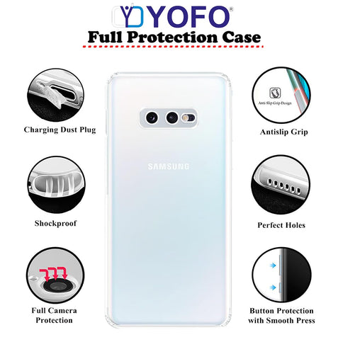 YOFO Silicon Back Cover Case for Samsung Galaxy S10e (Transparent) Camera Protection with Dust Plug