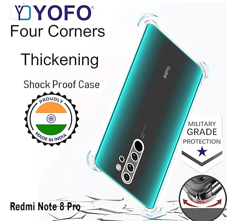 YOFO Transparent Back Cover for Mi Redmi Note 8 Pro