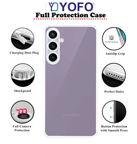 YOFO Back Cover for Samsung Galaxy S23 Plus (SlimFlexible|Silicone|Transparent|Camera Protection|DustPlug)