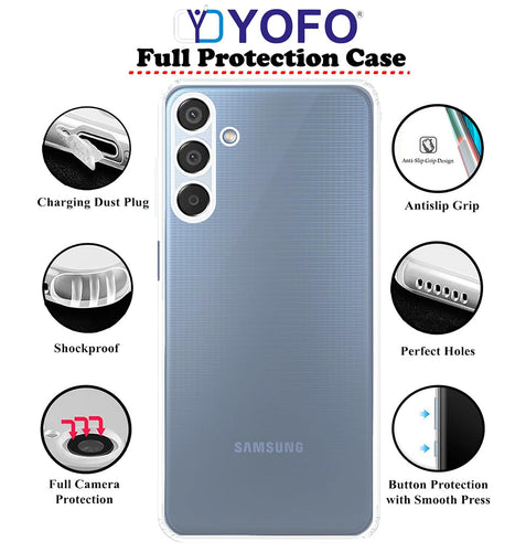 YOFO Back Cover for Samsung A13 (5G) (Flexible|Silicone|Transparent|Full Camera Protection|Dust Plug)