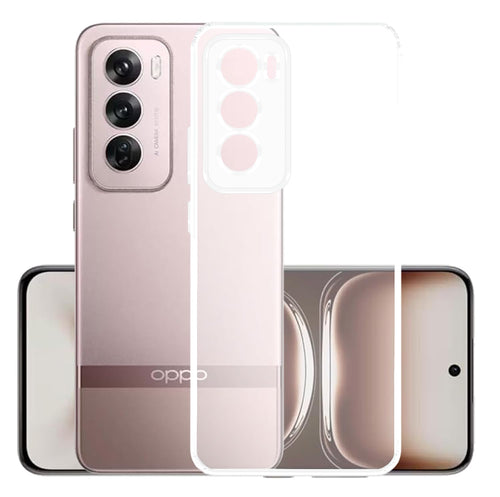 YOFO Back Cover for Oppo Reno 12 (5G) (Flexible|Silicone|Transparent|Full Camera Protection|Dust Plug)