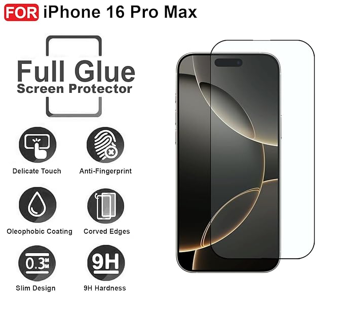 Edge to Edge Tempered Glass for iPhone 16 Pro Max