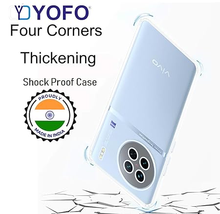 YOFO Back Cover for Vivo X90(5G) (Flexible|Silicone|Transparent|Full Camera Protection|Dust Plug)