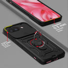 YOFO Back Cover for Google Pixel 9A | 360 Protection Case | Sliding Camera Shield Cover & Ring Holder Stand D10 Tough Armor Bumper Case (Black)