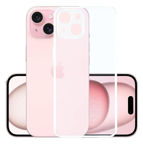 YOFO Back Cover for Apple iPhone 15 Plus (SlimFlexible|Silicone|Transparent|Camera Protection|DustPlug)