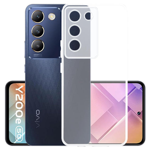 YOFO Back Cover for Vivo Y100(5G) / Vivo Y200E (5G) (Flexible|Silicone|Transparent|Full Camera Protection|Anti Dust Plug)