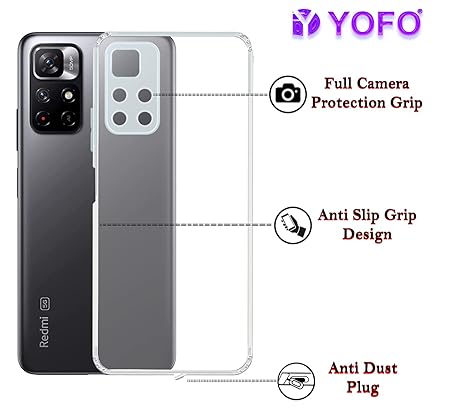 YOFO Back Cover for Xiaomi 11i (5G) (SlimFlexible|Silicone|Transparent|Camera Protection|DustPlug) Brand: YOFO