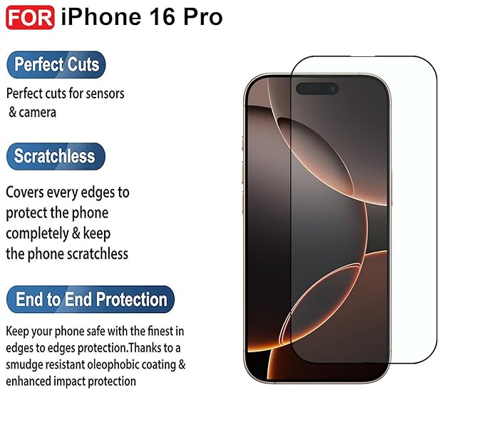 Edge to Edge Tempered glass  for iPhone 16 Pro