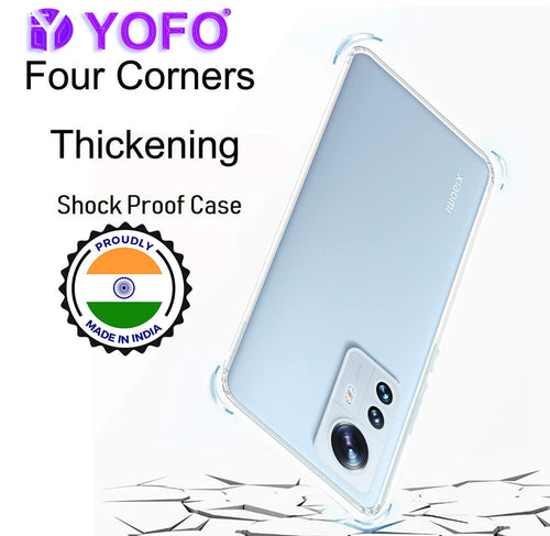 YOFO Back Cover for Mi Xiaomi 12 / 12X (5G) (Flexible|Silicone|Transparent|Full Camera Protection|Dust Plug)