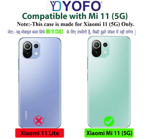 YOFO Back Cover for Xiaomi 11 (Flexible|Silicone|Transparent|Full Camera Protection|Anti Dust Plug)