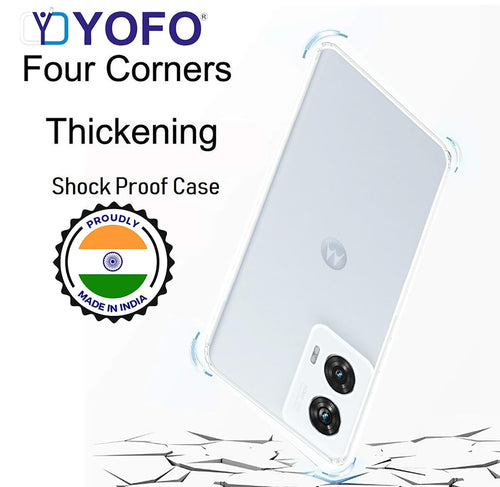 YOFO Back Cover for Motorola Edge 50 Fusion (5G) (Flexible|Silicone|Transparent|Full Camera Protection|Dust Plug)