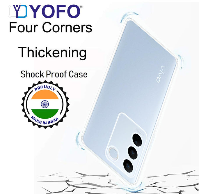 YOFO Back Cover for Vivo V27 (5G)/ V27 Pro (5G)/ S16 (5G)/ S16 Pro (5G)(SlimFlexible|Silicone|Transparent|Camera Protection|DustPlug)