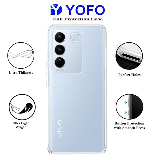 YOFO Back Cover for Vivo V27 Pro (5G) (Silicone|Transparent|Camera Protection)