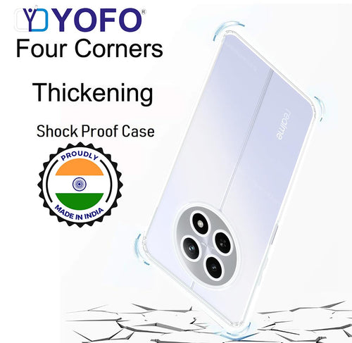 YOFO Back Cover for Realme 12 (5G) (Flexible|Silicone|Transparent|Full Camera Protection|Anti Dust Plug)