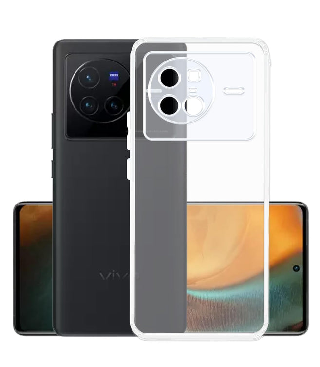 YOFO Back Cover for Vivo X80 (Flexible|Silicone|Transparent|Full Camera Protection|Dust Plug)