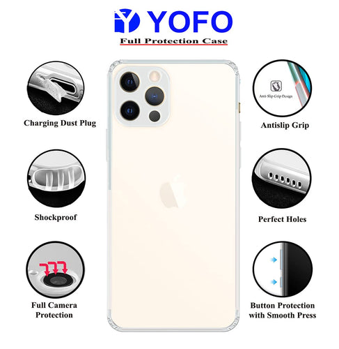 YOFO Transparent Back Cover for Apple iPhone 12 Pro(6.1)