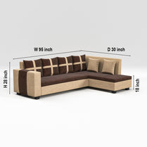 Sofa Set 8 Seater L Shape Sofa Set | 2 Ottoman, 6 Small Pillow with Coffee Table for Living Room Furniture