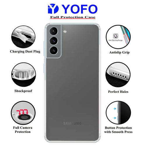 YOFO Silicon Back Cover Case for Samsung Galaxy S21 / S30 (Transparent) Camera Protection with Dust Plug