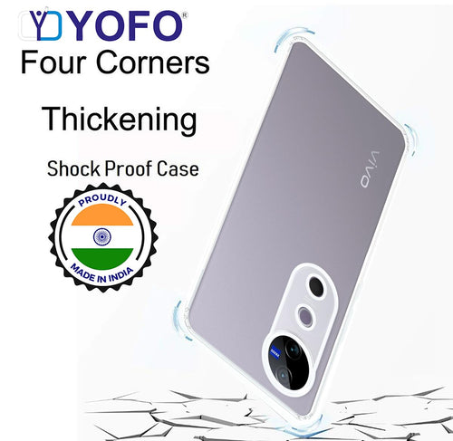 YOFO Back Cover for Vivo V40 / V40 Pro/Vivo T3 Ultra (5G) (Flexible|Silicone|Transparent|Full Camera Protection|Dust Plug)