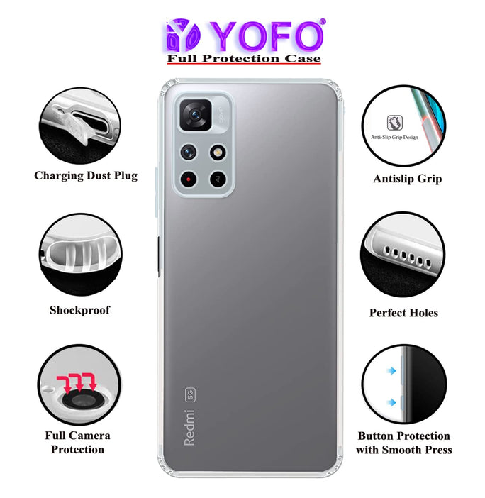 YOFO Transparent Back Cover for Mi Redmi Note 11T (5G)/Poco M4 Pro (5G)