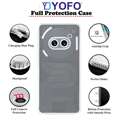 YOFO Back Cover for Nothing Phone 2A (Flexible|Silicone|Transparent|Anti Dust Plug|Camera Protection)