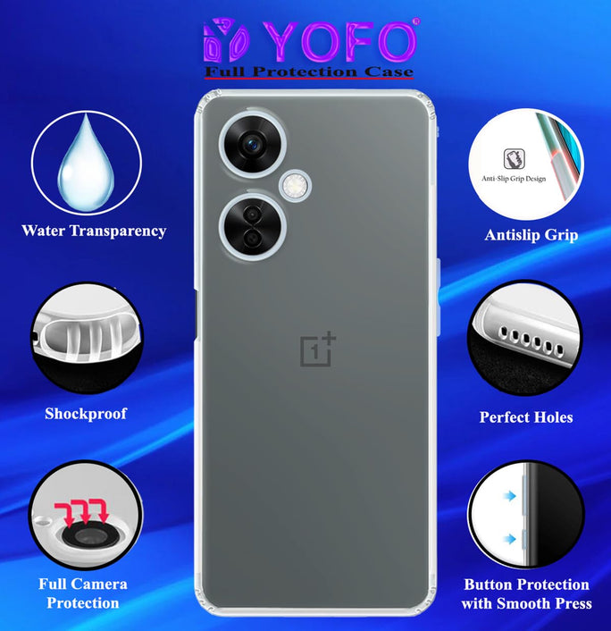YOFO Back Cover for OnePlus Nord CE3Lite (5G) (Flexible|Silicone|Transparent|Full Camera Protection|Anti Dust Plug)