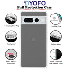 YOFO Back Cover for Google Pixel 7 Pro (SlimFlexible|Silicone|Transparent|Camera Protection|DustPlug)