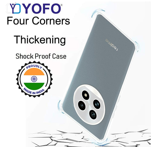 YOFO Back Cover for Realme 13 Pro (5G) (Flexible|Silicone|Transparent|Full Camera Protection|Dust Plug)