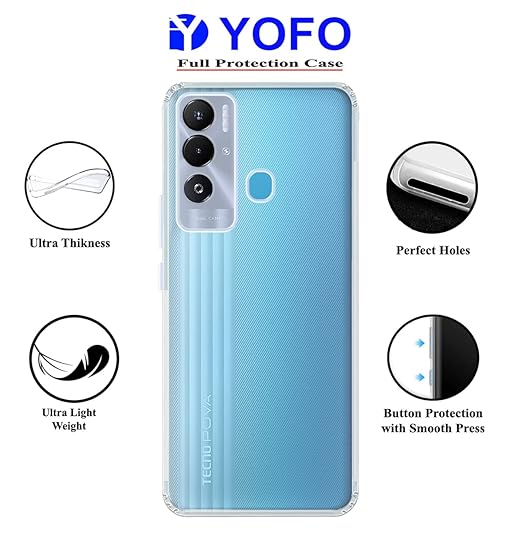 YOFO Back Cover for Tecno Pova Neo (Silicone|Transparent|Camera Protection)