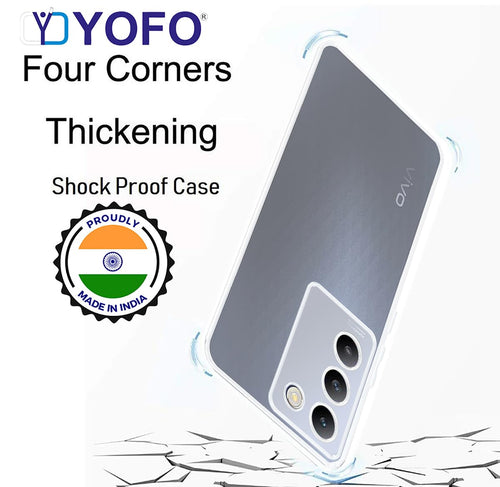 YOFO Back Cover for Vivo Y100(5G) / Vivo Y200E (5G) (Flexible|Silicone|Transparent|Full Camera Protection|Anti Dust Plug)